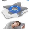 ZESTU Orthopedic Memory Foam Pillow for Sleeping Medicated Pillow – Ergonomic Cervical Neck Support, Hypoallergenic, Cooling, Contoured Design for Neck Pain Relief, Adjustable Height, Therapeutic Sleep Aid