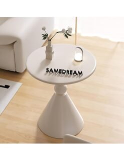 Alternative view of XiuWoo Round End Table, Iron Structure Side Table, Round Pedestal Side Table, Modern Home Décor Bedside Table Retro Circle Center Table Coffee Table for Small Space Living Room, Bedroom, White