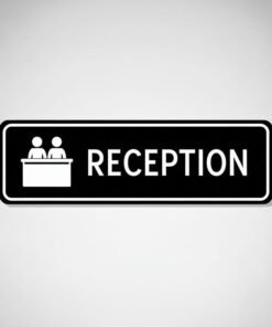 ACRYWOOD Reception Sign Board for Office, Hotel, Clinic, Business Lobby, and Salon Front Desk Counter | Self-Adhesive Name Plate | Easy-to-Read, permanent and waterproof