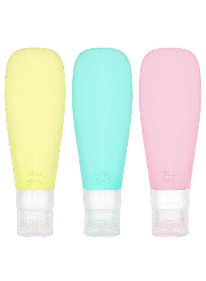 CRAFTISAN Silicone Travel Bottles Toiletries TSA Approved Travel Size Containers Set 3 Pack Portable Leak Proof Refillable Cosmetic Squeeze Bottles Shampoo Hair Conditioner Body Lotion Bath Shower Gel