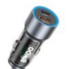 Bwoo Fast Car Charger, 45W USB-C Car charger 2 Ports Transparent & Grey
