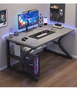 XiuWoo 2-Tier Fashion Gaming Desk Small Gaming Desk, PC Computer Desk, Laptop Table, Home Office Desk Workstation, Computer Corner with Storage Rack