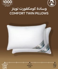 Donetella Pillow 1000 Gram Striped Pattern Size 50X75 cm-Pack Of 2 - Soft Brushed Microfiber Top- Luxury Down Alternative Filling,  Anti Allergy Bed Pillows, White