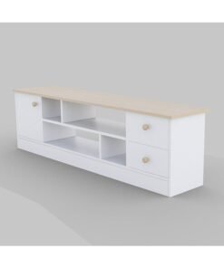 DANUBE HOME Gianni TV Cabinet For Up To 50 Inches TV Multifunctional Home Theater TV Rack White/Natural Oak 140x45x40 cm