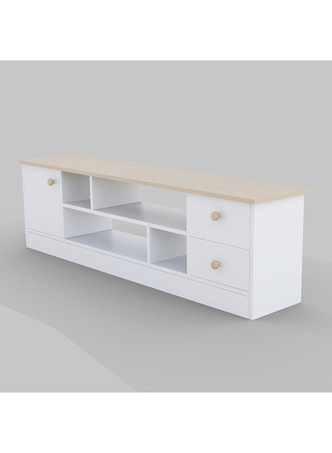 DANUBE HOME Gianni TV Cabinet For Up To 50 Inches TV Multifunctional Home Theater TV Rack White/Natural Oak 140x45x40 cm