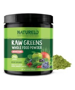 NATURELO Raw Greens Whole Food Powder - Unsweetened  -Support for Energy, Immunity, & Detox Dietary Supplement - 240g,(8.5 Oz)