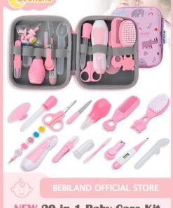 Bebiland New Baby Healthcare and Grooming Kit, 20 in 1 Baby Electric Nail Trimmer Set Newborn Nursery Health Care Set for Newborn Infant Toddlers Baby Boys Girls Kids 0-3 Years (Pink)