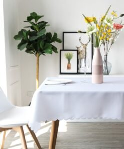 MileMelo Rectangle Table Cloth – Washable Water Resistance Microfiber Tablecloth Decorative Table Cover for Banquet Party Kitchen Dining Room White