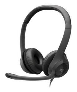 Logitech H390 Wired Headset for PC/Laptop, Stereo Headphones with Noise Cancelling Microphone, USB Type-A Interface, In-Line Controls, Works with Chromebook - Black