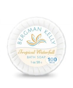 BERGMAN KELLY Hotel Soap Bars in Bulk (Tropical Waterfall, 1 oz, 100 PK), Travel Size Cleansing Soap, Small Individually Wrapped Round Soap, Mini Size Toiletries: Airbnb, Motel, Guest Bath