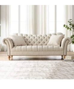 KUSTOMDECO Rolled Arm Tufted Sofa - Custom Upholstered Sofa for Living Room, Elegant Design with Premium Comfort