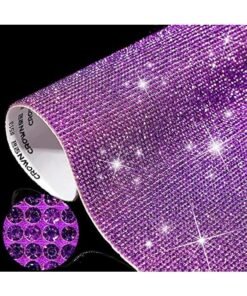 12000 Pcs Bling Bling Rhinestone Sheet Rhinestones Sticker DIY Car Decoration Sticker Self Adhesive Glitter Crystal Gem Stickers for Car Decoration, 9.4 x 7.9 Inch(Violet)