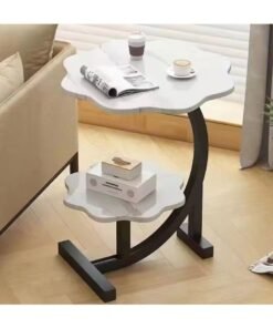 DubaiGallery C Shape Wooden Side Table, Study Bedroom Bedside Tables Easy to Clean Decoration Small Coffee Table Multifunction Dining Table