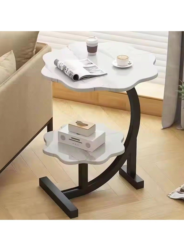 DubaiGallery C Shape Wooden Side Table, Study Bedroom Bedside Tables Easy to Clean Decoration Small Coffee Table Multifunction Dining Table