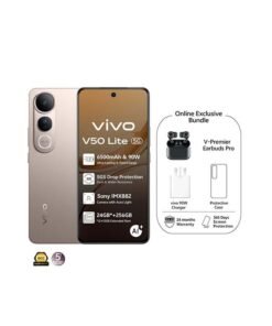 vivo V50 Lite AI 5G Dual SIM Titanium Gold 12GB RAM 256GB With Exclusive Gifts Earbuds Pro And 24 Months Warranty + 1 Year Screen Replacement (Charger and Case Inside the box) - Middle East Version