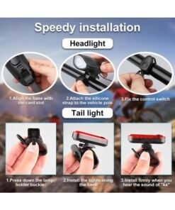 Alternative view of Lyaxm Bicycle Light Set,Bicycle LED Power Beam Front and Back Light, Bike Light Front and Back, USB Bicycle Light with Loud Horn, 3 Lighting Modes Waterproof Cycling Light Bike tail light,Rechargeable Bicycle Led Headlight Front Lamp