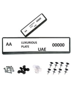 ETAVA Luxurious Car Number Plate Frame Holder | Long & Mini License Frames for Sports & Luxury Cars | 2 Pieces with 8 Screws | Sizes 31x10 cm & 53x13 cm | Premium Plate Cover for All Emirates – UAE