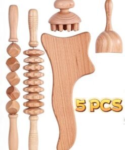 JoyousSto Beech Wood Therapy Massage Tools Set of 5 Wood Therapy Tools Body Sculpting Lymphatic Drainage Massager Anti Cellulite Set for Muscle Pain Relief Cellulite