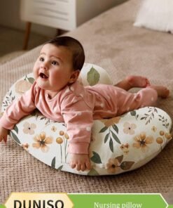 DUNISO Nursing pillow, portable U shaped baby 30 ° support pad, multifunctional printed cotton pillow, detachable, suitable for breastfeeding, bottle feeding and original support, 50 * 50cm