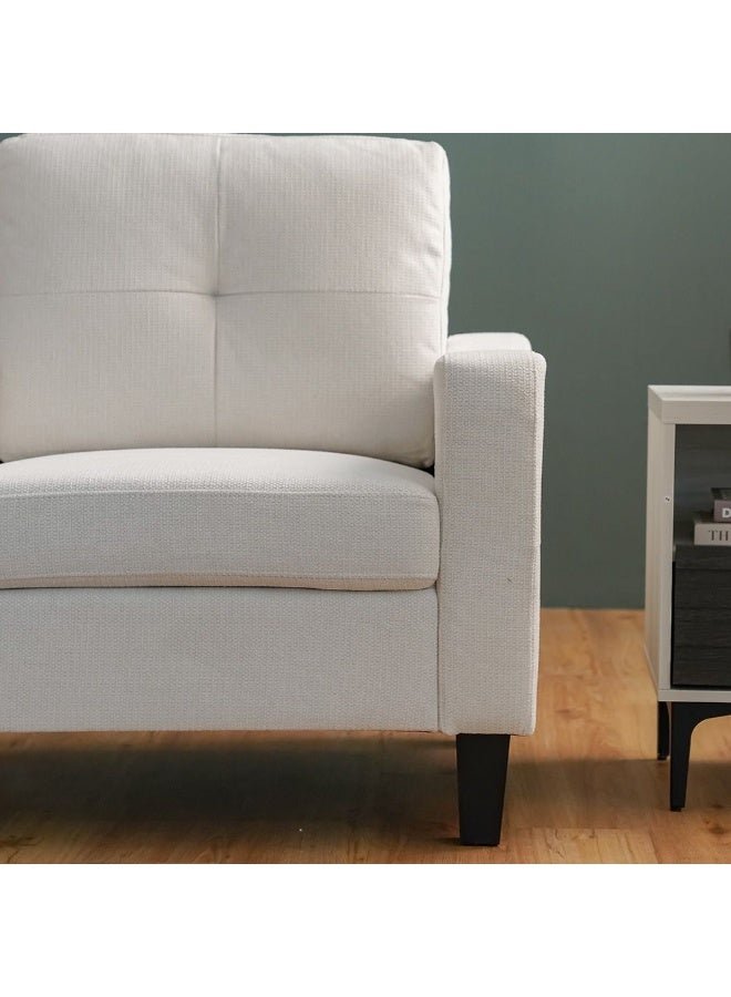 DANUBE HOME Supreme 1 Seater Fabric Sofa Armchair Modern Design Single Seater Accent Chair Comfortable Living Room Furniture L91Xw80Xh88Cm - Cream - Image 2