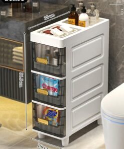 DUNISO 3 Tier Plastic Drawer Storage Cabinet, Vertical  Narrow Storage Cabinets With Drawers, Clothes/Toys Storage Box Cabinet, Multifunctional Organizer Unit for Bedroom Gap, Bathroom, Hallway, Entryway, Kitchen, Closets,Toys