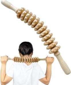 Arabest Curved Wooden Massage Roller, Multi-Functional Body Roller for Waist and Thigh, Wooden Massager Handheld Roller for Cellulite Reduction and Muscle Tension