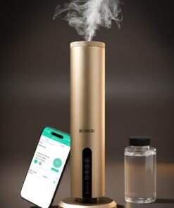 BOMIDI Waterless Aromatherapy Diffuser with 120ML Sandalwood Essential Oil – Smart Bluetooth & Touch Screen Scent Machine for Home, Office & Commercial Use (Venturi Tech, 100m² Coverage), BOMIDI AD02 Gold