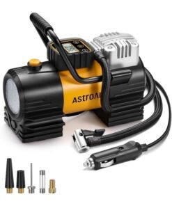 AstroAI Tire Inflator Portable Air Compressor (Up to 150 PSI) Tire Pump for Car 12V DC Digital Air Pump with 12 LEDs Super Bright Light for Bicycle, Motorcycle, Automotive Car Accessories for Gifts