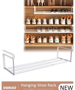 DUNISO Hanging Shoe Organizer ，Stretchable Shoe Rack，Shoe Shelf Storage for Shoe Cabinet, Wardrobe, Cabinet, Bathroom Cabinet，Adjustable Shelf， Sturdy and Durable Shoe Rack for Space Saving