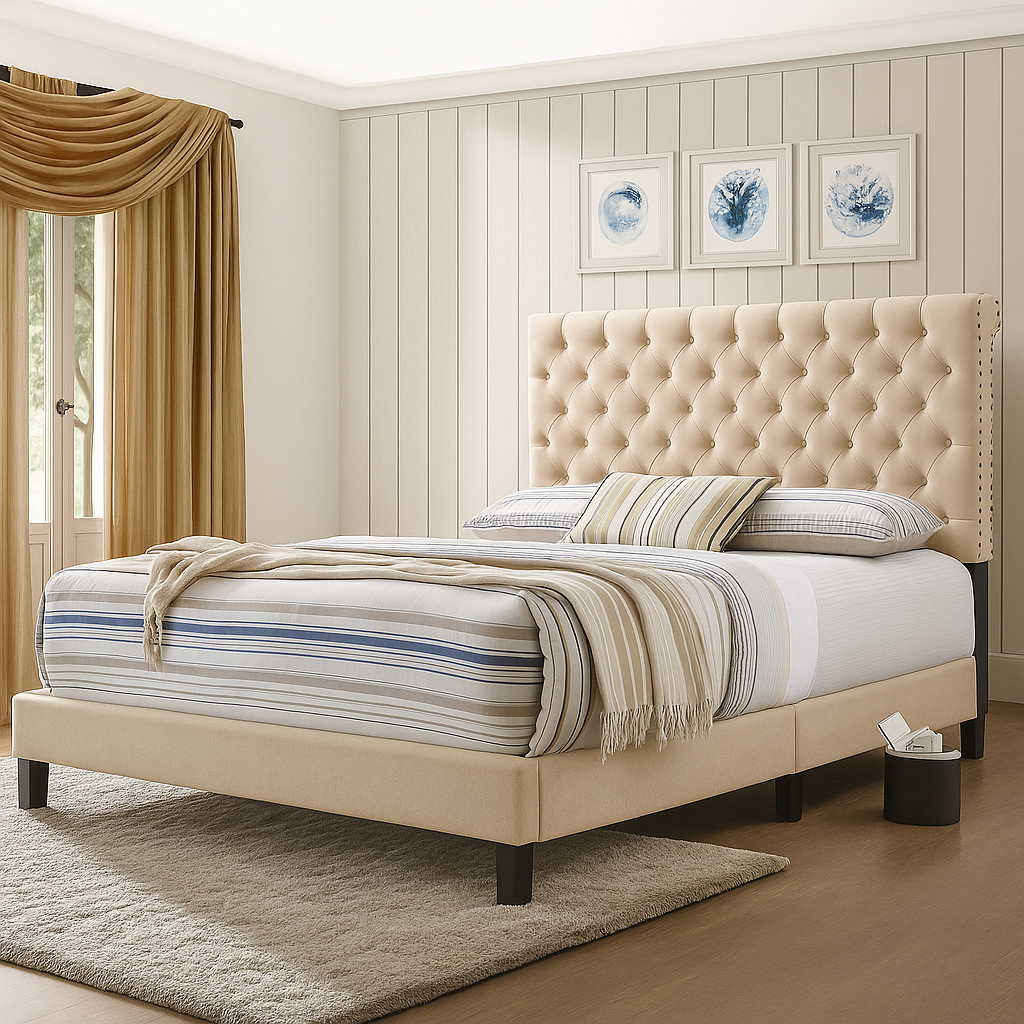Elegant Button Tufted Bed
