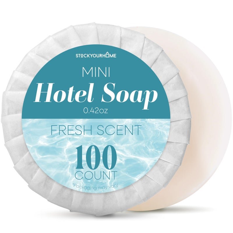 Stock Your Home Bulk Hotel Soap Bars (100 Count), Fresh Scent Travel Size Hand Soap for Hotels, Motels, and Resorts, Mini Travel Soap Bulk, Individually Wrapped Bars of Soap Bulk Pack, Guest Soaps for Bathroom