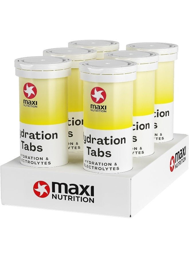 Maxi Nutrition Hydration Tabs For Hydration And Electrolytes Refreshing Fitness Drink With 0% Sugar 100% Vegan Lemon Lime Flavour 10 Tablets, 40Gms X 6 Packs