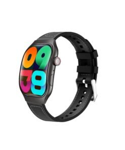 2.01-Inch Ultra-Thin Smartwatch with Call & Text Alerts Music Control, Fitness Tracker, Pedometer, Sedentary Reminder, Compatible with Android & for iPhone, Full Touch Curved Screen, Alloy Case (Black)