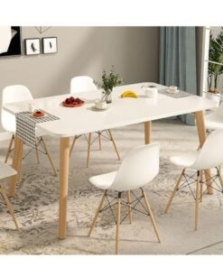 Dining Table, Modern Coffee Table Lunch Table with Solid Wooden Legs, Simple Square Side Desk Kitchen Table for Small Space Like Home Living Room Kitchen Dining Room Lounging Cafeterias (Square, 100 * 60 * 73CM)