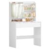 VASAGLE Dressing Table, Vanity Desk with Mirror and Drawer, Makeup Table, Adjustable Shelves, Modern Design, 40 x 70 x 135 cm, Cloud White