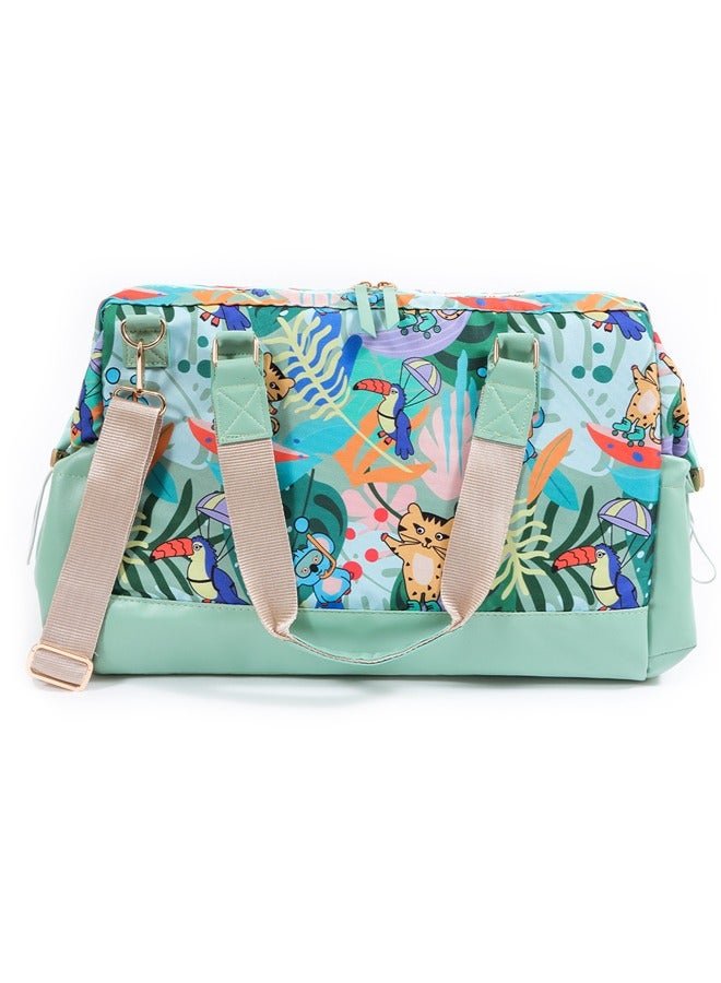 Milk & Moo Diaper Bag Tote Bag, Large Storage Space 41cm, Waterproof Diaper Bag, With Insulated Bottle Pockets and Stroller Strap, Multifunctional Baby Travel Nappy Bag for Boys and Girls – Jungle Design