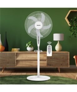 NIKAI 16 Inch Pedestal Fan With Remote And Timer, T" Class Motor, High-Performance Copper Motor, 7.5 Hours Timer, Wide Oscillation, 3 Speeds, Energy-Efficient, For Home And Office 45 W NPF1634RT White