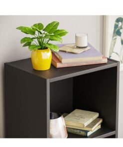 MODERN HOME Modern Slim 4-Tier Bookcase | Tall Narrow Cube Storage Shelf | Vertical Display Unit for Small Spaces | Black Finish - Image 3