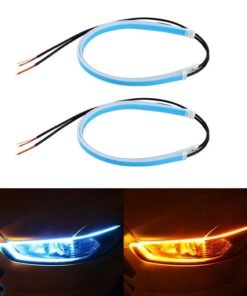 GROIC 2 PCs LED Car Under Hood Light Strip, Car Sequential Turn Signal Light, 17.7 Inch LED Strips Turning Light Guide Decorative Waterproof Daytime Exterior Decoration Accessories