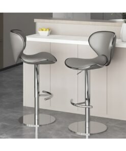 Sharpdo 2-Piece Bar Stool Set, Nappa Leather High Back Bar Stool, Comfortable and Adjustable High Bar Stool, 360° Rotation, Suitable for Home Kitchen Counter Restaurant High Stool