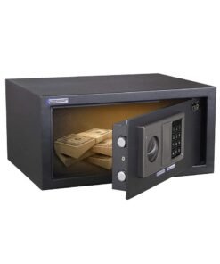 Rubik Wide Safe Box Hotel Size Locker with Digital Number Keypad and Key for A4 Documents Laptop Macbook Tablets Camera Cash Jewelry Security (Black)