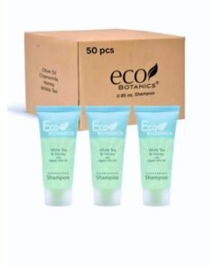 Eco Botanics Bulk Set Pack of 50 Transparent Travel-Size Hotel Flip Cap Shampoo 30ml
