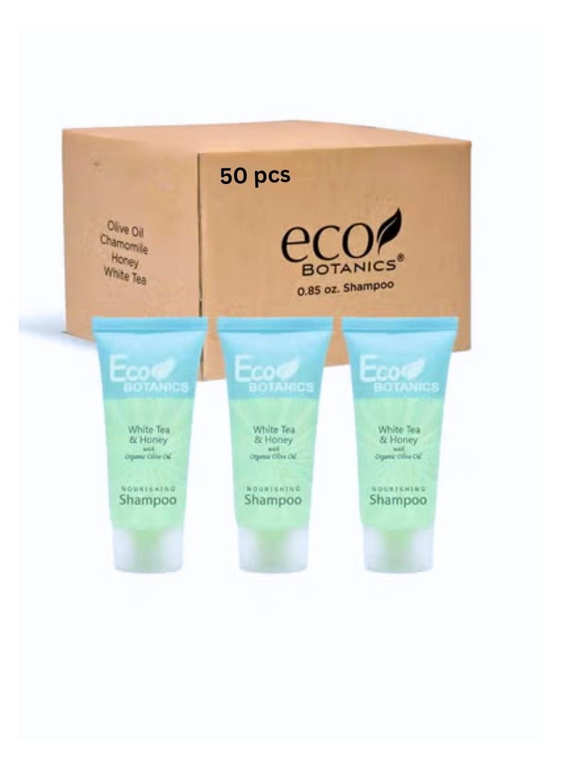 Eco Botanics Bulk Set Pack of 50 Transparent Travel-Size Hotel Flip Cap Shampoo 30ml
