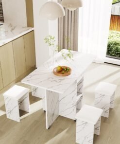 Folding Dining Table Dining Table Removable Folding Dining Table Dining Table Set For 4 Space Saving Dining Table For Tight Spaces With 4 Chairs White Black