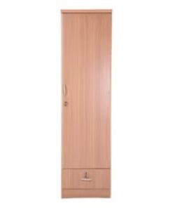 ALWASIT HOME 1 Door Wooden Wardrobe Cabinet Cupboard With Drawer Lock Keys Brown