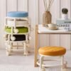 DANIM Flexible Small Bar Stool with Wheels, Faux Leather Upholstery, No Wood, Multi-Use For Home Storage In Entryway, Doorway, Bathroom, Bedroom - Dual Load Capacity, 360-Degree Swivel Casters
