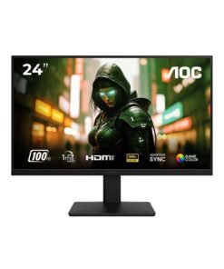 AOC 24 inch FHD 100hz 1ms Monitor, IPS, 3 side borderless, AdaptiveSync, anti-tearing solution, eye protection, Low Blue Mode, VGA × 1, HDMI 1.4 × 1, 24B20JH2 BLACK
