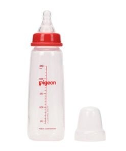 Alternative view of pigeon Slim Neck Plastic Bottle, White Cap, Ultra Soft Silicone Nipple, Anti Colic, BPA And BPS Free, 240ml - Assorted