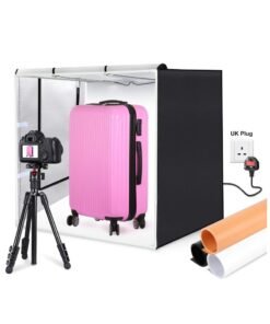 PULUZ 31.5Inch/80cm Folding Portable 80W 8500LM White Light Photo Lighting Studio Shooting Tent Box Kit with 3 Colors Backdrops (Black, White, Orange)
