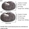 Arabest Bean Bag Chairs，Giant Bean Bag Chair for Adults，6ft Big Bean Bag Cover Comfy Bean Bag Bed (No Filler, Cover only) Fluffy Lazy Sofa (Snow Red, 6ft(150*75cm))